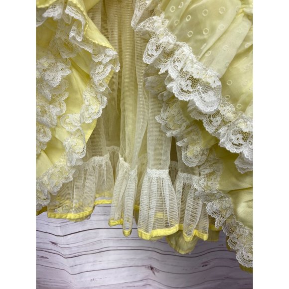 Vintage Better Made by Betty Oden Heirloom Yellow 6 Ruffle Lace Tulle Pageant Dr - Picture 8 of 11